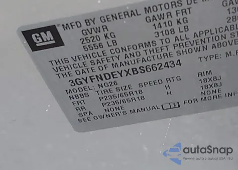 2011 Cadillac Srx Luxury Collection z USA, uszkodzony, nr VIN 3GYFNDEYXBS662434